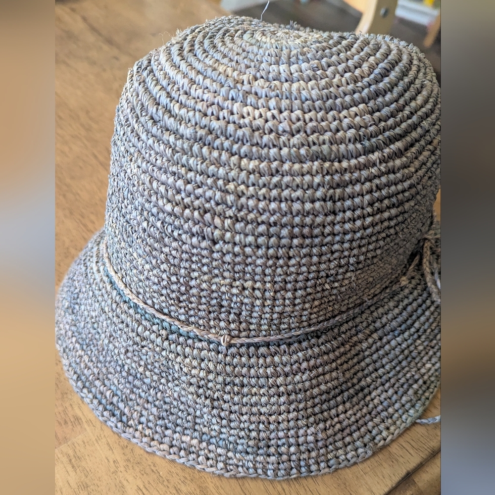 Woven Bucket Hat in Blue and Gray